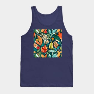 Modern Floral Pattern With Fall Leaves Flowers And Berries Tank Top